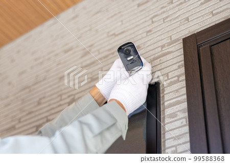 About to install a security camera near the entrance of a detached house 99588368