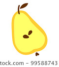 Pear vector icon on white background, flat, cartoon style. For web design and print. 99588743