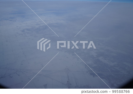 North America Continent Snowscape seen from the sky 99588766