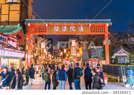 Tokyo cityscape in Japan Looking at the bustling Denpoin Street from Sensoji Temple and Nakamise Street = February 20 99588921