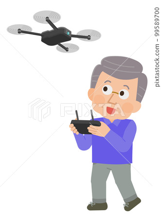 Illustration of an elderly man operating a drone 1 Illustration of an elderly man operating a drone 1 99589700