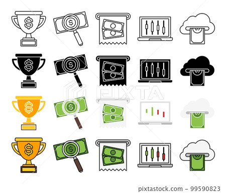 Set of Money and Financial in flat style isolated 99590823