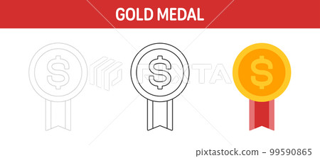 Dollar Badge tracing and coloring worksheet for kids 99590865