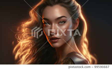 Photorealistic beautiful lady. generative AI Photorealistic beautiful lady. generative AI 99590887