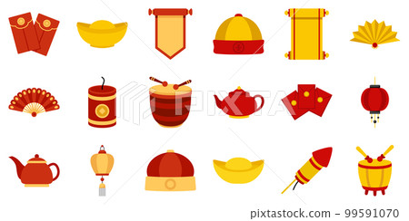 Set of Chinese New Year in flat style 99591070