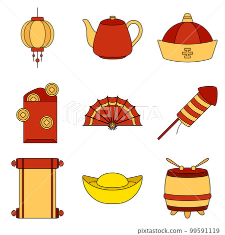 Set of Chinese New Year in flat style Set of Chinese New Year in flat style 99591119