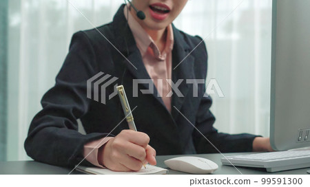 Enthusiastic female operator provide helpful customer service to customer. Enthusiastic female operator provide helpful customer service to customer. 99591300