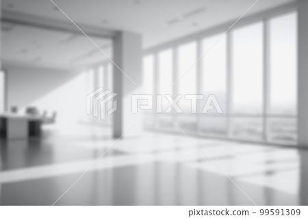 Blur background of empty modern office background . Workspace interior design white color . 99591309