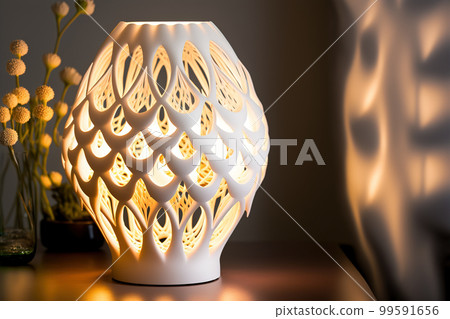 Lamp on bedside table at night prototype by 3D printing technology 99591656
