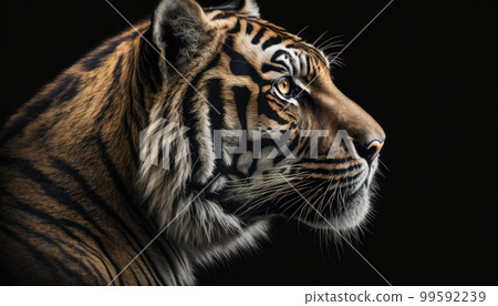 The tiger in hyper-realistic representation: detailed close-up from the side 99592239