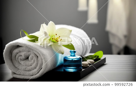 AI Generative image, spa accessory composition set in spa hotel wellness center 99592726