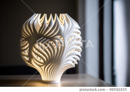 Lamp on bedside table at night prototype by 3D printing technology 99592835