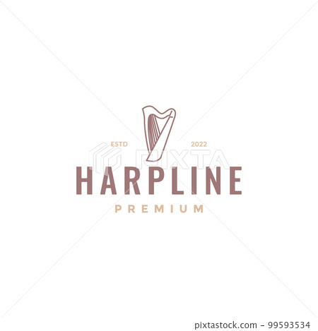 harp musical instrument relax wood conserve hipster vintage logo design vector icon illustration template 99593534