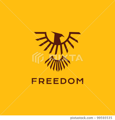 flying falcon bird long tails and wings geometric logo design vector icon illustration template 99593535