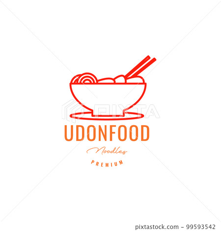 japanese food udon noodle spice bowl delicious lines logo design vector icon illustration template 99593542