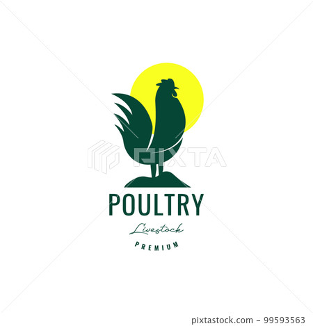 chicken rooster poultry crowed morning get up village vintage logo design vector icon illustration template chicken rooster poultry crowed morning get up village vintage logo design vector icon illustration template 99593563