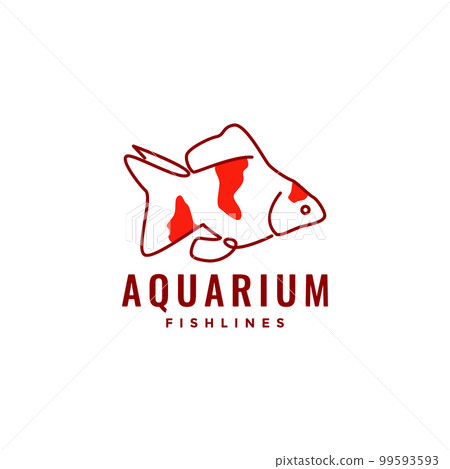 golden fish beauty aquarium lines art abstract logo design vector icon illustration template 99593593