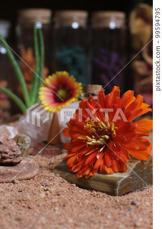 Desert Rose Rocks With Quartz Crystals on Australian Red Sand 99594795