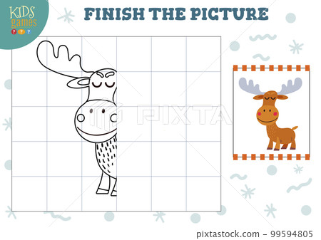 Copy picture vector illustration. Complete and coloring game for preschool and school kids Copy picture vector illustration. Complete and coloring game for preschool and school kids 99594805