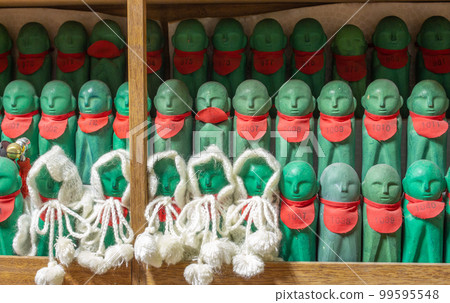 Figures representing souls of dead children, Hanibe, Japan. 99595548