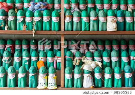 Figures representing souls of dead children, Hanibe, Japan. 99595553