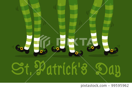 Vector illustration of celtic dance for Patrick's day. Vector poster for Patrick's day. Vector illustration of celtic dance for Patrick's day. Vector poster for Patrick's day. 99595962