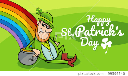 Saint Patrick Day design with cartoon Leprechaun with gold Saint Patrick Day design with cartoon Leprechaun with gold 99596540