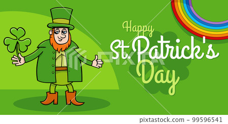 Saint Patrick Day design with cartoon Leprechaun with clover Saint Patrick Day design with cartoon Leprechaun with clover 99596541