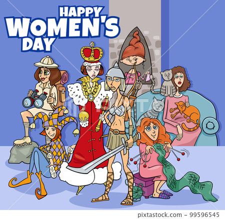 Women's Day design with cartoon women group Women's Day design with cartoon women group 99596545