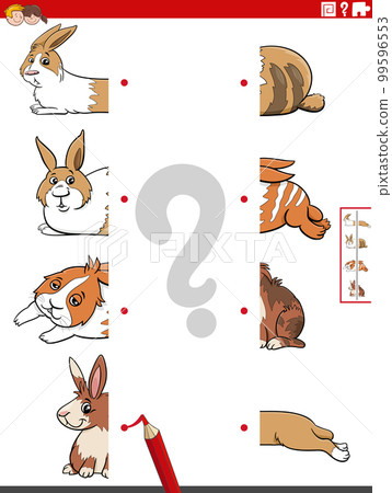 match halves of pictures with rabbits educational game match halves of pictures with rabbits educational game 99596553