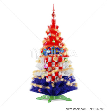 Croatian flag painted on the Christmas tree, 3D rendering 99596785