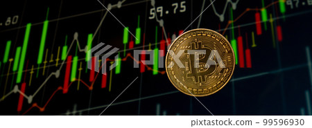 Bitcoin gold coin on background of Stock Market Chart. Bitcoin mining trading concept. BTC golden money. Worldwide virtual internet Cryptocurrency or crypto digital payment system Bitcoin gold coin on background of Stock Market Chart. Bitcoin mining trading concept. BTC golden money. Worldwide virtual internet Cryptocurrency or crypto digital payment system 99596930