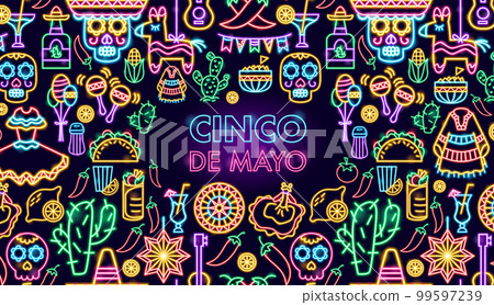 Cinco de Mayo Neon Banner 99597239
