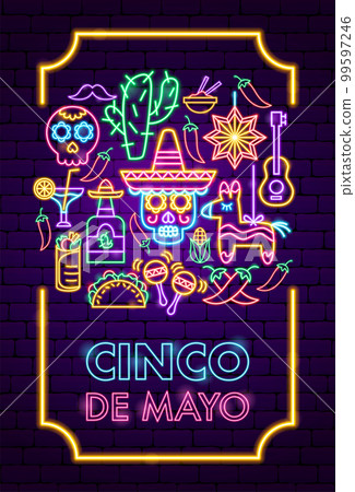 Cinco De Mayo Neon Poster 99597246