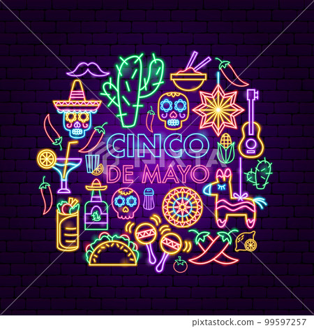 Cinco de Mayo Neon Circle Concept 99597257