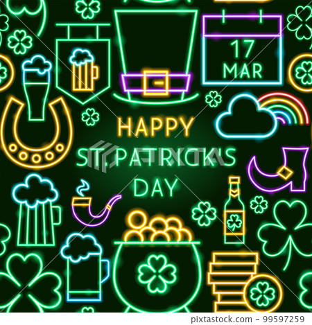 Saint Patrick Day Neon Banner 99597259