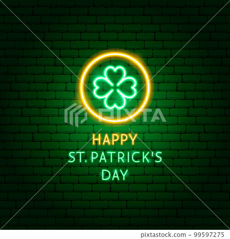 Saint Patricks Day Coin Neon Label 99597275