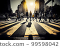 pedestrians people  cross city street at busy road urban scene 99598042