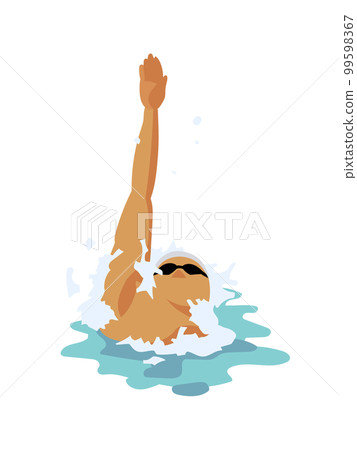 Illustration of backstroke seen from the front 99598367