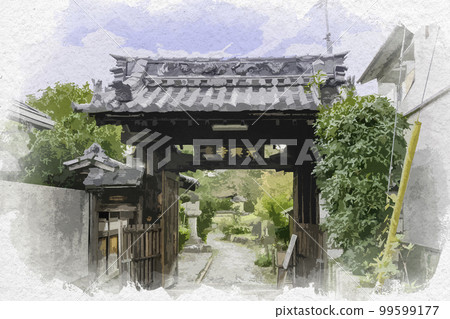 Watercolor-style Gango-ji Temple tower ruins, Nara City, Nara Prefecture 99599177