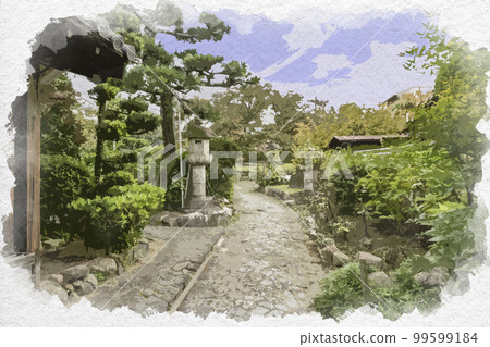 Watercolor-style Gango-ji Temple tower ruins, Nara City, Nara Prefecture 99599184