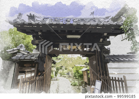 Watercolor-style Gango-ji Temple tower ruins, Nara City, Nara Prefecture 99599185