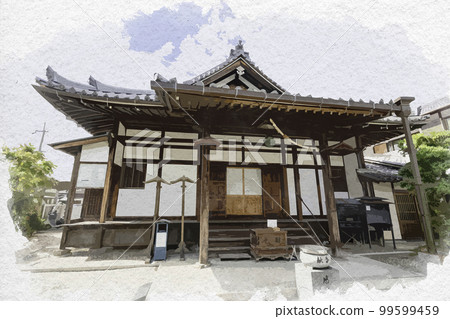 奈良縣奈良市水彩風格的次元寺大雄寶殿 奈良縣奈良市水彩風格的次元寺大雄寶殿 99599459