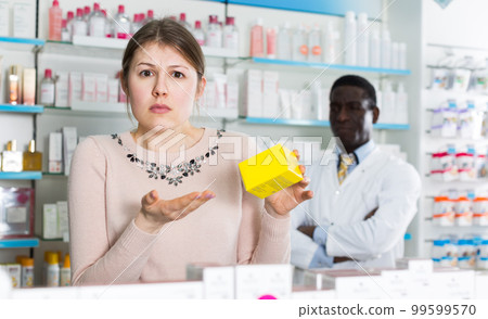 surprised by prices girl holding medicine 99599570