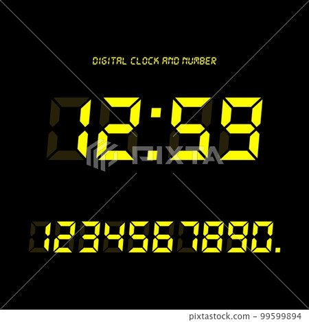 Digital clock & number set, Electronic figures. Digital clock & number set, Electronic figures. 99599894