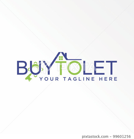 Writing BUY TO LET sans serif font with roof house, key, and Magnifying glass or capture graphic icon logo design abstract concept vector stock. Can be used as a symbol related to initial or property 99601256