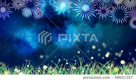 Fireworks and the night sky Background material 99601387