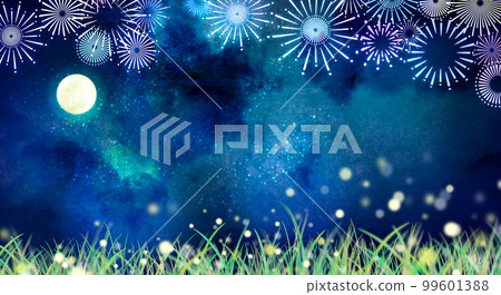 Fireworks and the night sky Background material 99601388