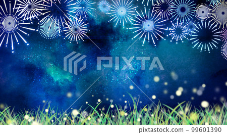 Fireworks and the night sky Background material 99601390