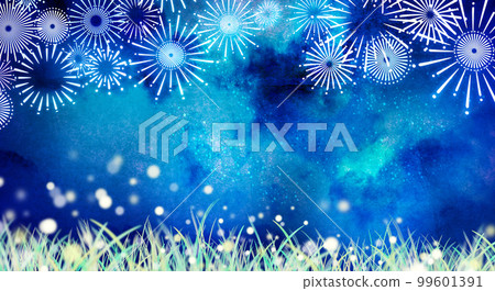 Fireworks and the night sky Background material 99601391